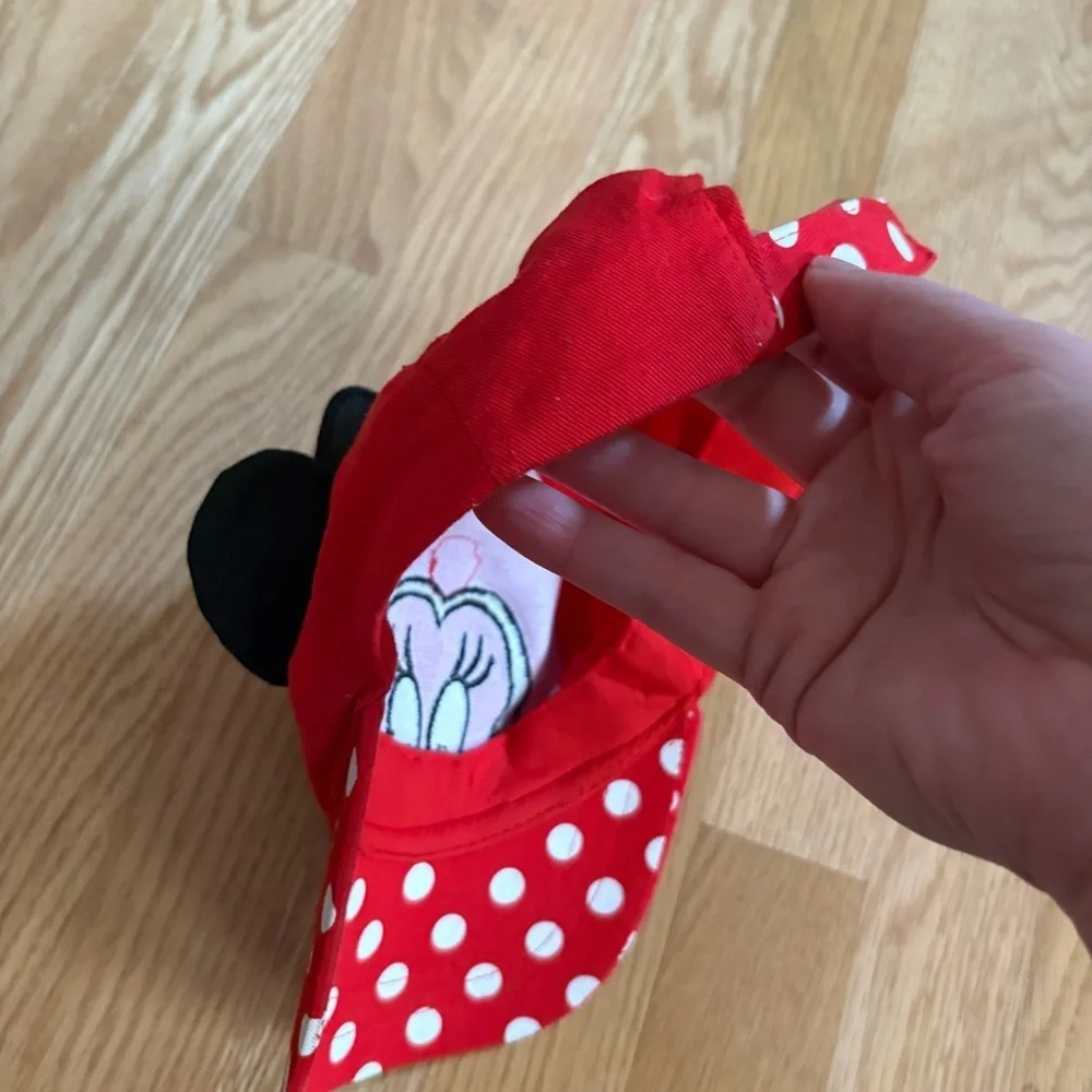 Minnie Mouse Baseball Cap Red Polka Dot 3D Ears Girls Kids Disney